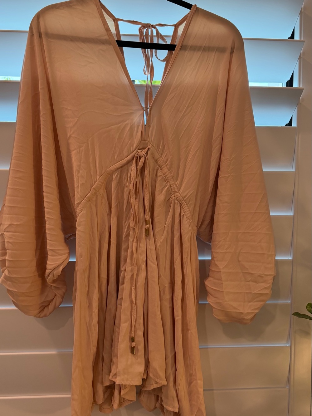 FREE PEOPLE Blush Pink Flowing V-Neck Boho Dress
